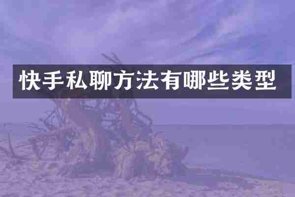快手私聊方法有哪些类型