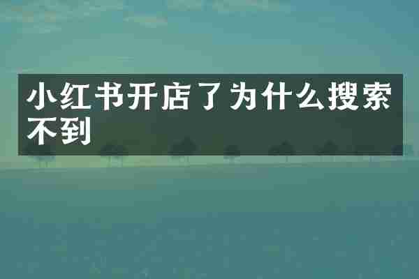 小红书开店了为什么搜索不到