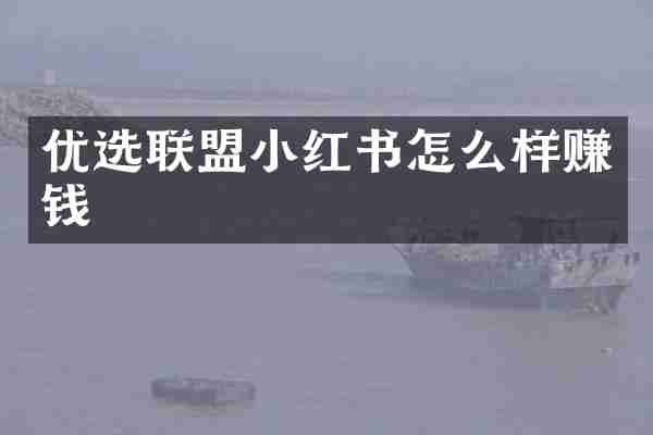 优选联盟小红书怎么样赚钱