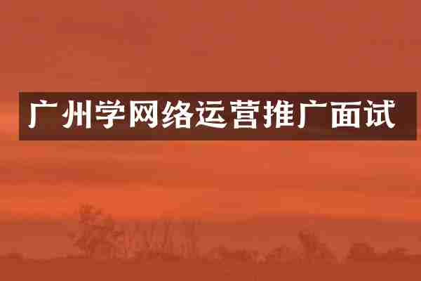 广州学网络运营推广面试