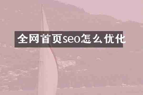 全网首页seo怎么优化