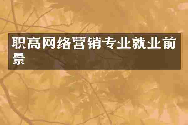 职高网络营销专业就业前景