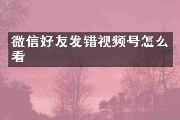 微信好友发错视频号怎么看