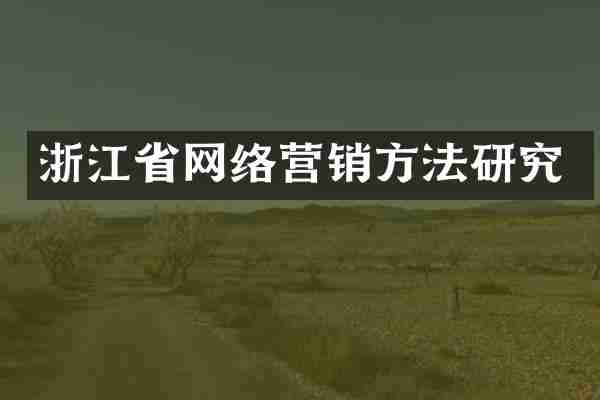 浙江省网络营销方法研究