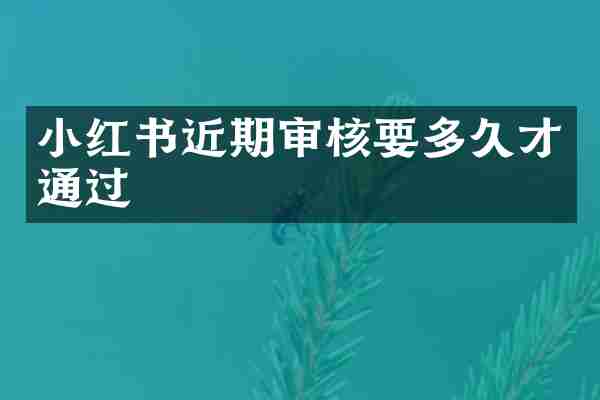 小红书近期审核要多久才通过