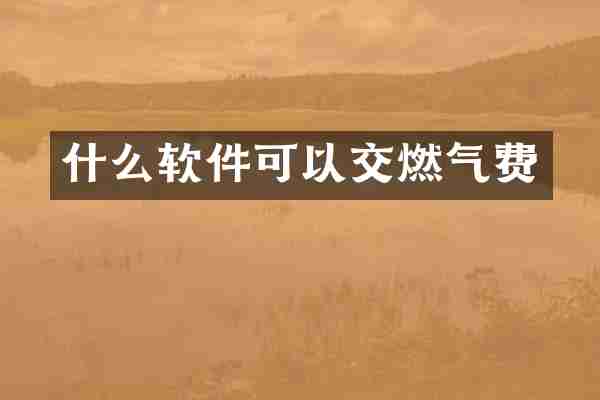 什么软件可以交燃气费
