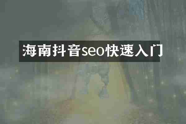 海南抖音seo快速入门