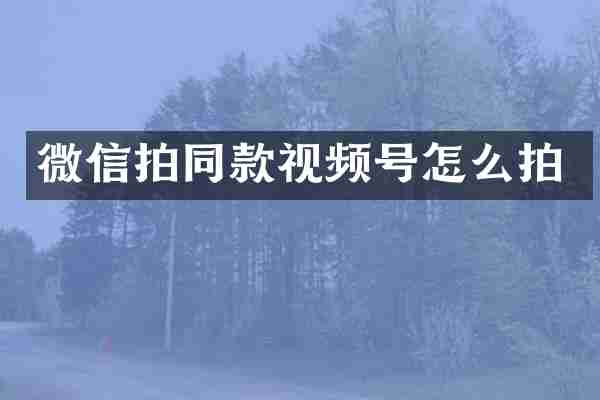 微信拍同款视频号怎么拍