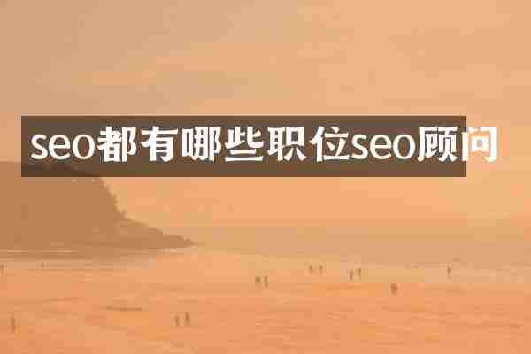 seo都有哪些职位seo顾问