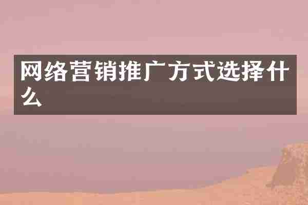 网络营销推广方式选择什么