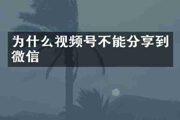 为什么视频号不能分享到微信