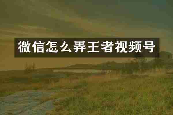 微信怎么弄王者视频号