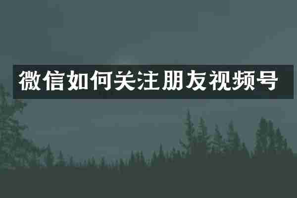 微信如何关注朋友视频号