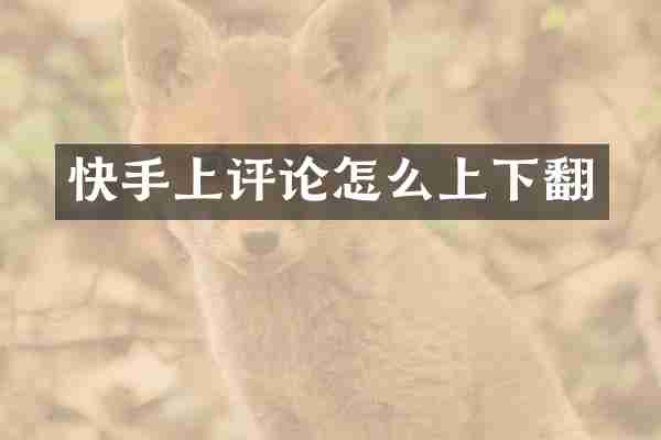 快手上评论怎么上下翻