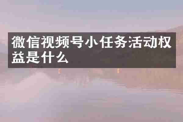微信视频号小任务活动权益是什么