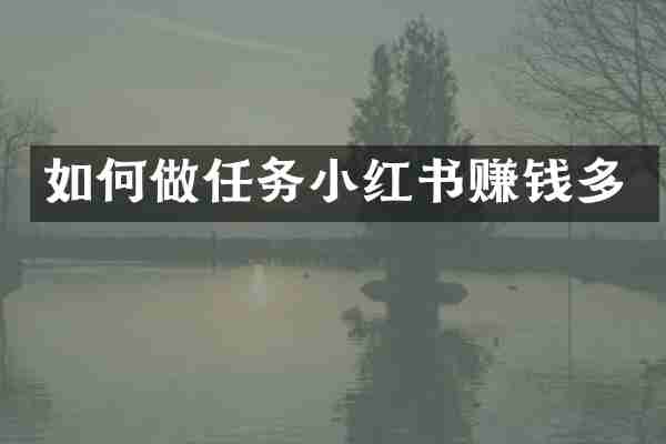 如何做任务小红书赚钱多