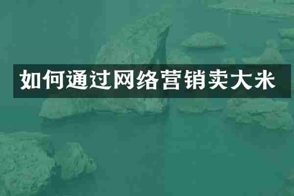 如何通过网络营销卖大米