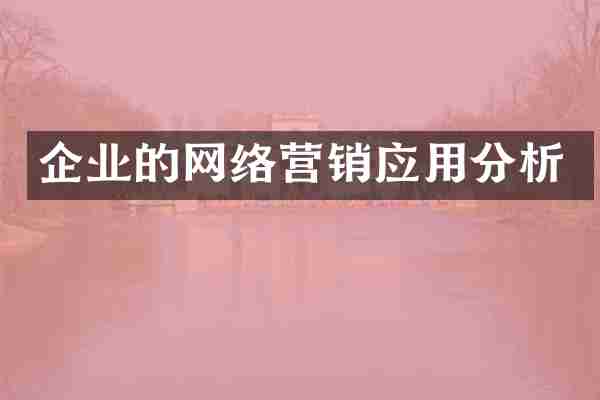 企业的网络营销应用分析