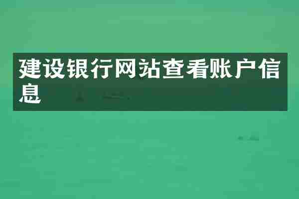 建设银行网站查看账户信息