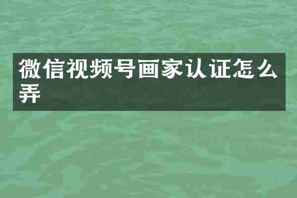 微信视频号画家认证怎么弄