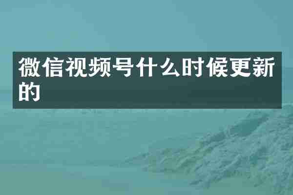 微信视频号什么时候更新的