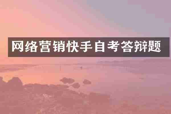 网络营销快手自考答辩题