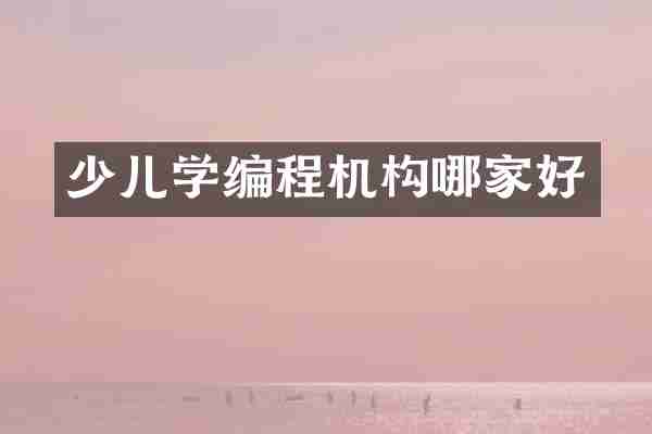 少儿学编程机构哪家好