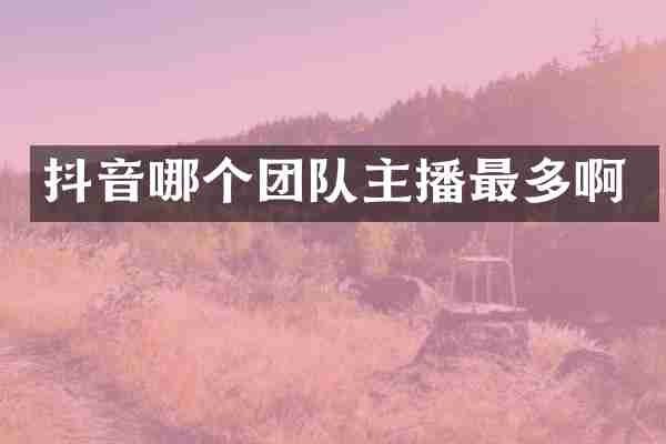 抖音哪个团队主播最多啊