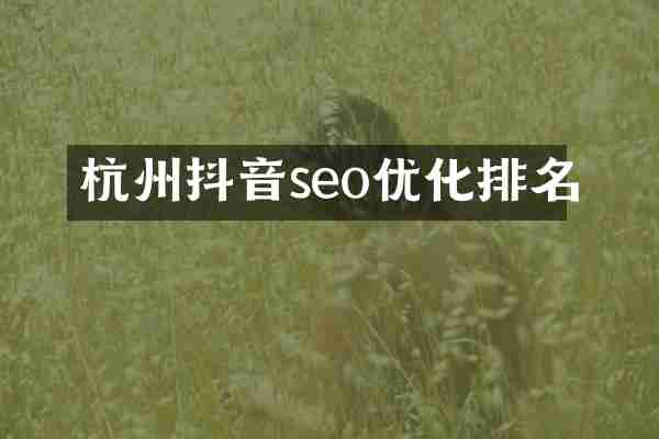 杭州抖音seo优化排名