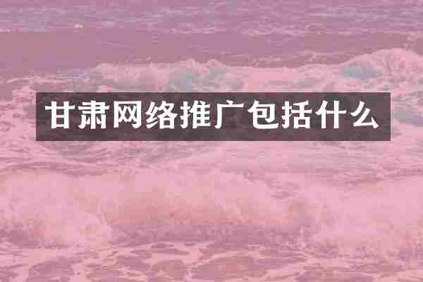 甘肃网络推广包括什么