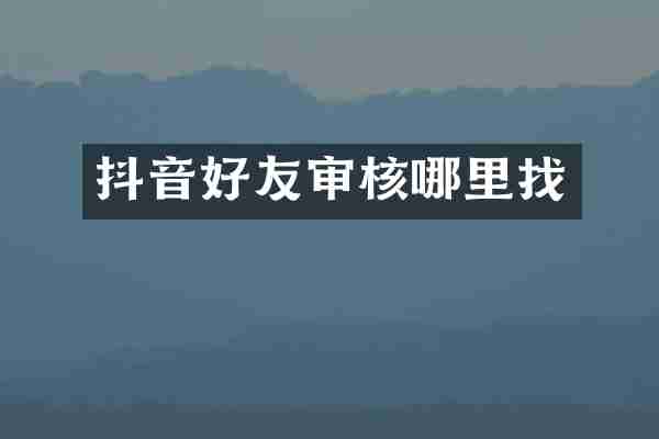 抖音好友审核哪里找