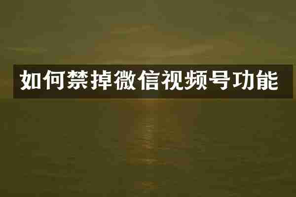 如何禁掉微信视频号功能
