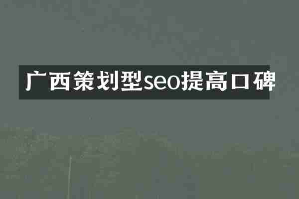广西策划型seo提高口碑