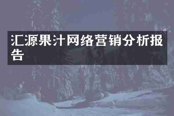 汇源果汁网络营销分析报告