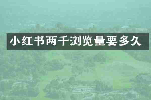 小红书两千浏览量要多久
