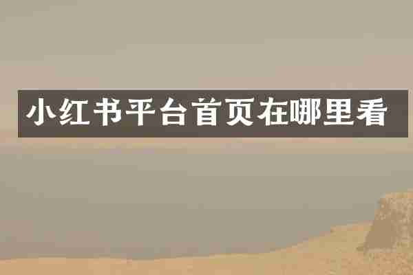 小红书平台首页在哪里看