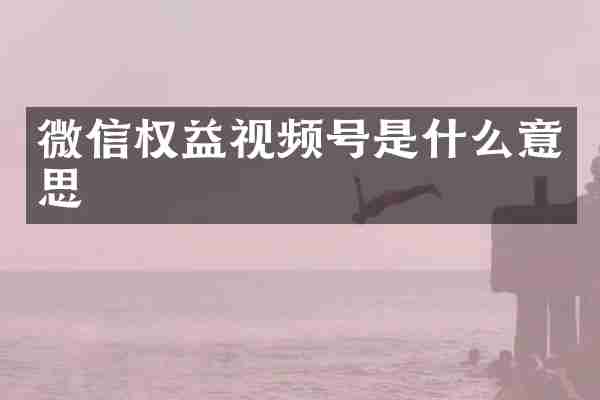 微信权益视频号是什么意思