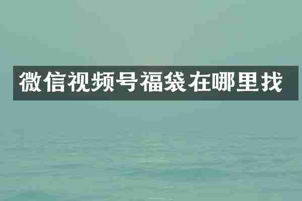 微信视频号福袋在哪里找