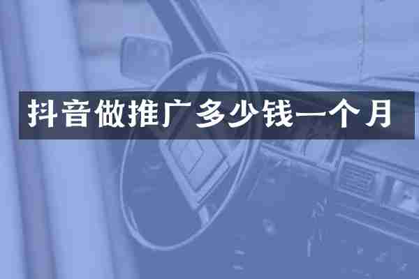 抖音做推广多少钱一个月