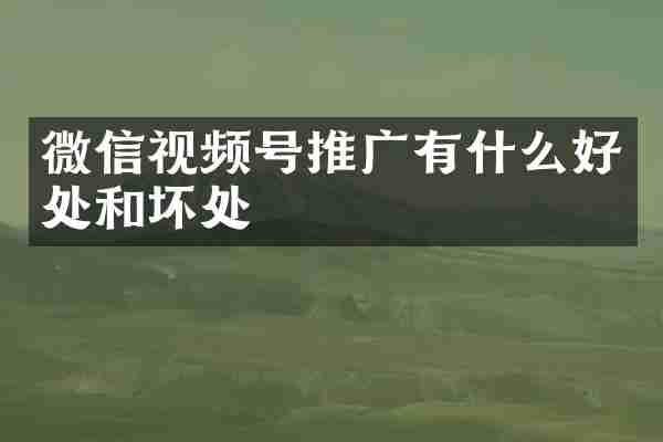 微信视频号推广有什么好处和坏处