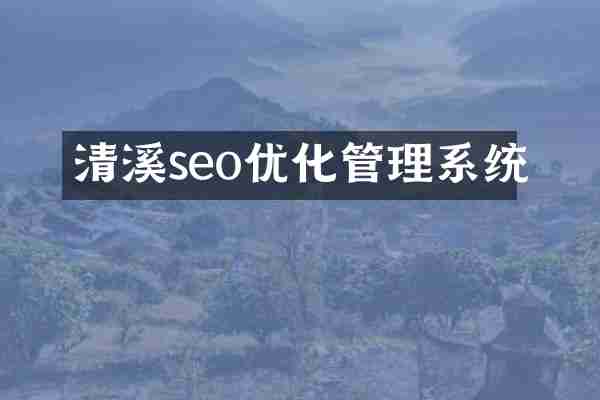 清溪seo优化管理系统