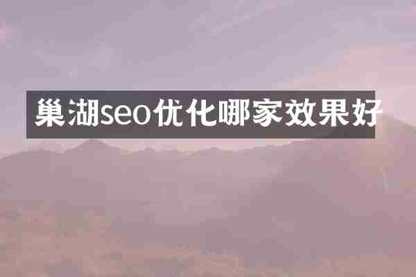 巢湖seo优化哪家效果好