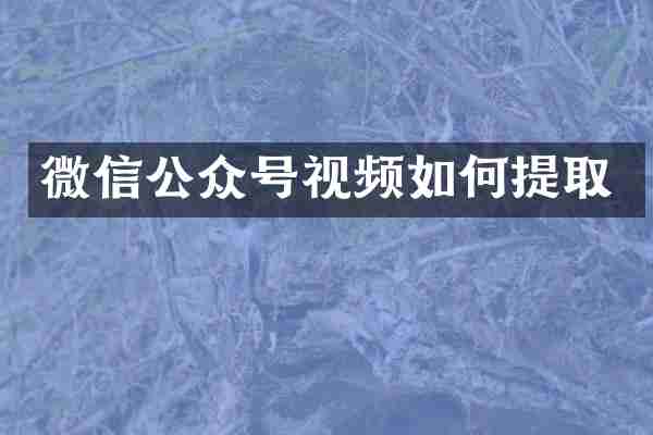 微信公众号视频如何提取