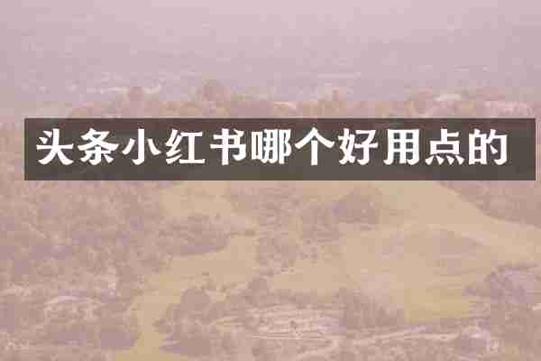 头条小红书哪个好用点的