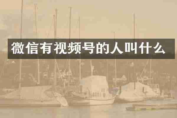 微信有视频号的人叫什么