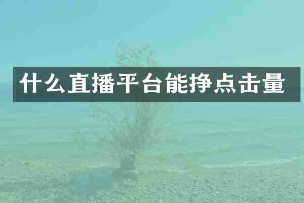 什么直播平台能挣点击量