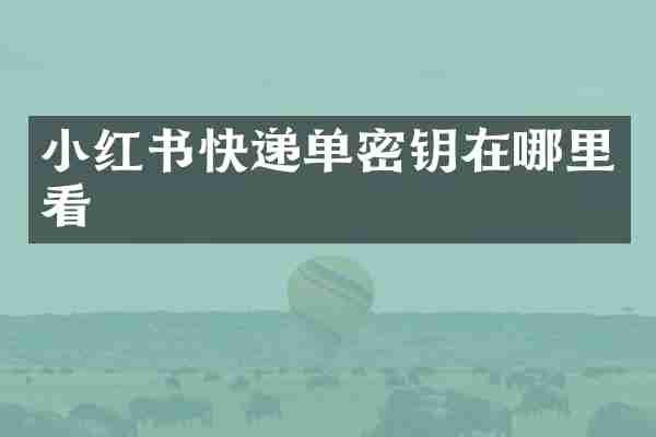 小红书快递单密钥在哪里看