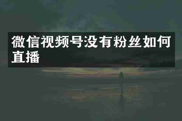 微信视频号没有粉丝如何直播