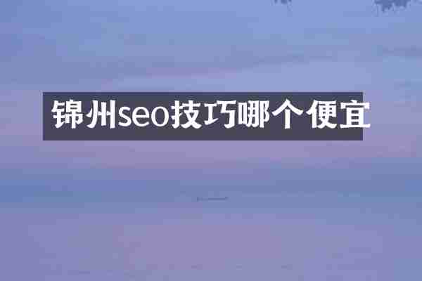锦州seo技巧哪个便宜