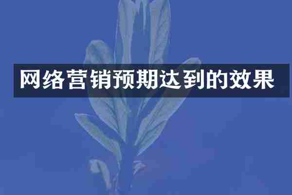 网络营销预期达到的效果